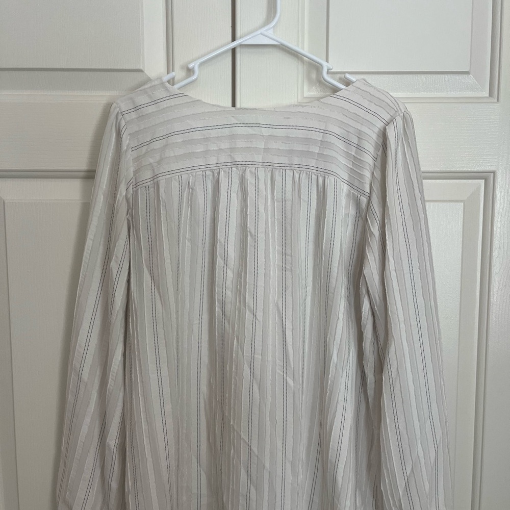 LOFT Cream and Black Textured Blouse